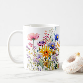 Farbige Frühlingsmuster Blume Wasserfarben Kaffeetasse