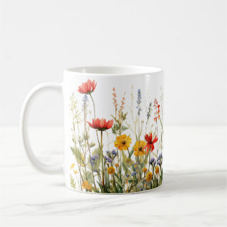 Farbige Frühlingsmuster Blume Wasserfarben Kaffeetasse