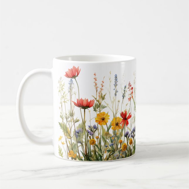 Farbige Frühlingsmuster Blume Wasserfarben Kaffeetasse (Links)