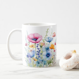 Farbige Frühlingsmuster Blume Wasserfarben Kaffeetasse