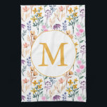 Farbige Frühlingsmuster Blume Wasserfarbmuster Mon Geschirrtuch<br><div class="desc">Personalisierte Frühlingsgarten Blume Wasserfarben Muster Monogramm Küchentuch</div>