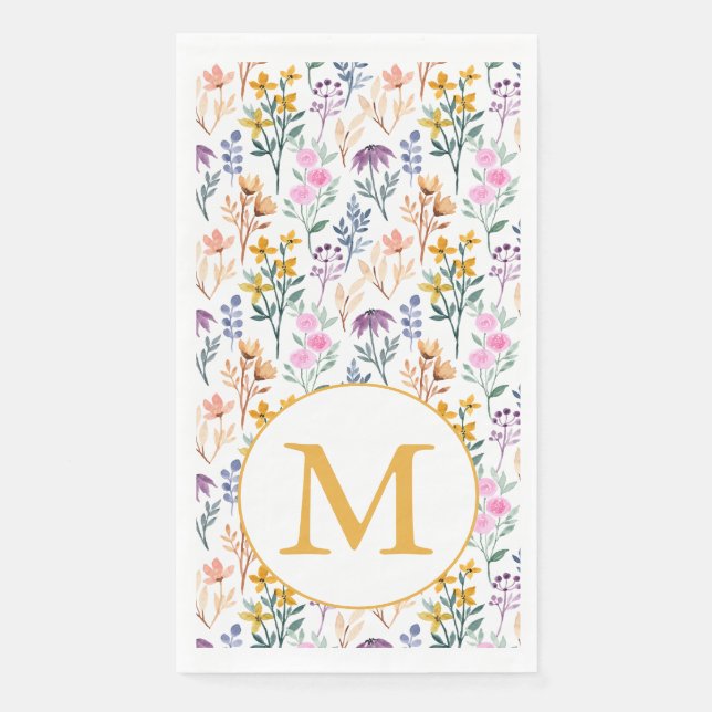 Farbige Frühlingsmuster Blume Wasserfarbmuster Mon Serviette (Vorderseite)