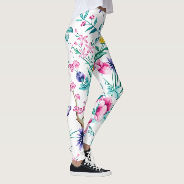 Farbige Frühlingspflanzen Blume Leggings (Rechts)