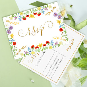 Farbige Frühlingssonne Wildblume White Wedding RSV Postkarte