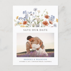 Farbige Frühlingswiese mit Wildblumen  Termin vorm Postkarte