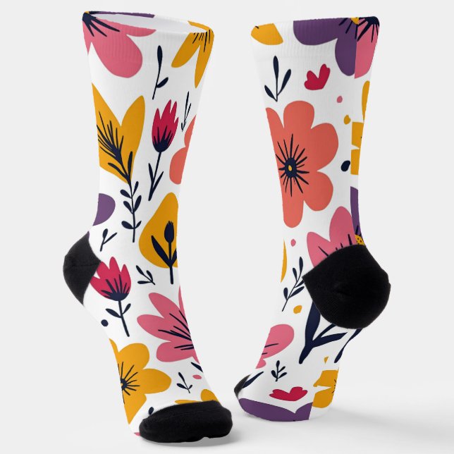 Farbige Frühlingswiesen-Blumenwiese Botanisch Socken (Gewinkelt)