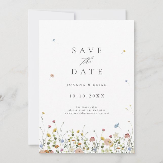 Farbige Frühlingswiesen-Garten-QR-Code  Save The Date (Vorderseite)