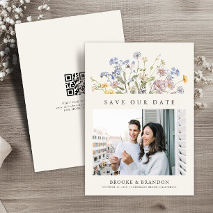 Farbige Frühlingswiesen-Garten-QR-Code  Save The Date