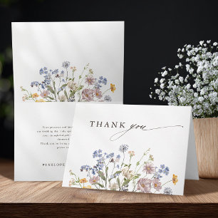 Farbige Frühlingswiesen-Gartenhochzeit mit Wildblu Dankeskarte