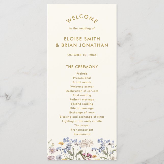 Farbige Frühlingswiesen-Hochzeit mit Wildblumen Go Programm (Vorderseite)