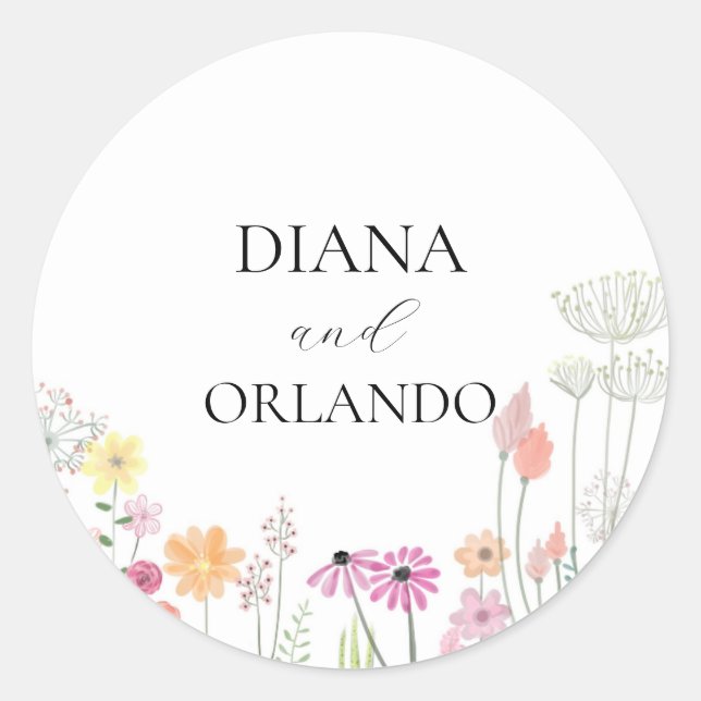 Farbige FrühlingsWildblume Runder Aufkleber (Vorderseite)
