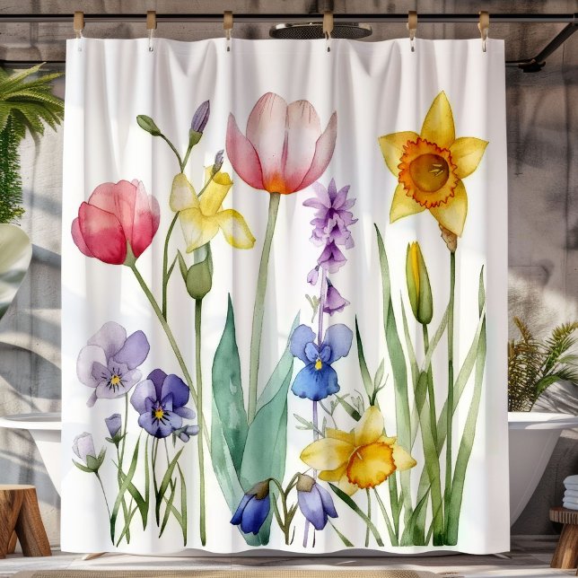 Farbige Frühlingswildblumen Duschvorhang (Von Creator hochgeladen)