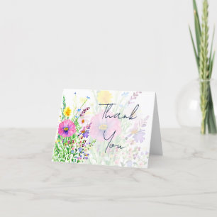 Farbige Frühlingswildblumen individuelle Hochzeit Dankeskarte