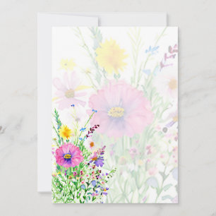 Farbige Frühlingswildblumen leere Hochzeit Einladung