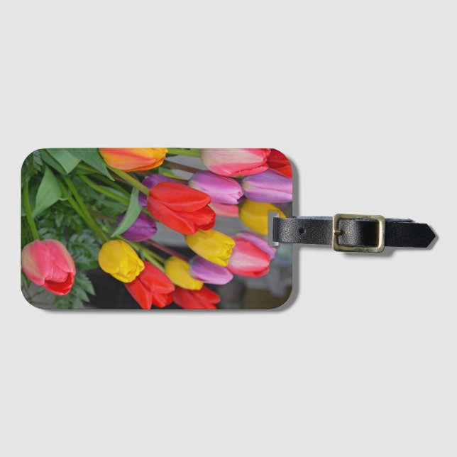 Farbige Frühlingtulips Gepäckanhänger (Vorderseite (Horizontal))