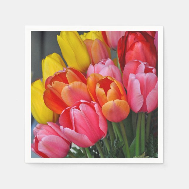 Farbige Frühlingtulips Serviette (Vorderseite)