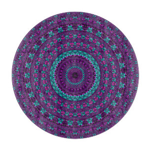 Farbige funkelnde Juwel-Ton-Mandala-Digitalkunst Schneidebrett