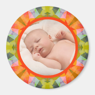 Farbige funky Muttertags-Rot-Grün-Orange-Foto Magnet