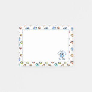 Farbige Fußball-Balls Kinderziele Hinweise Post-it Klebezettel