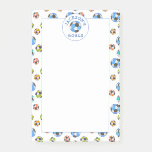 Farbige Fußball-Balls Kinderziele Hinweise Post-it Klebezettel