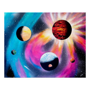 Farbige Galaxie Poster