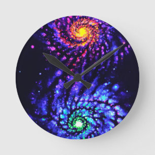 Farbige Galaxien Runde Wanduhr