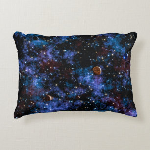 Farbige Galaxien, Sterne und Planeten Dekokissen