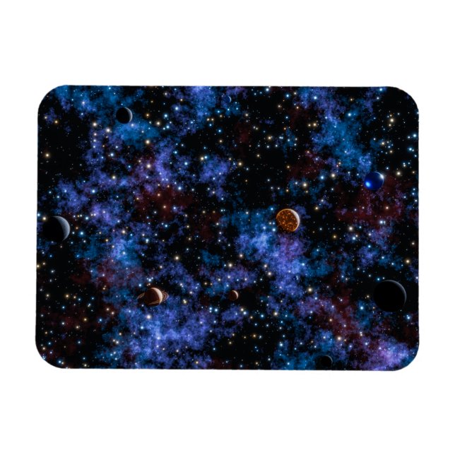 Farbige Galaxien, Sterne und Planeten in der Nacht Magnet (Horizontal)