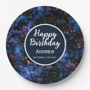 Farbige Galaxien, Sterne und Planeten Pappteller