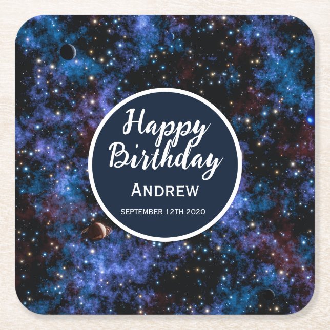 Farbige Galaxien, Sterne und Planeten Rechteckiger Pappuntersetzer (Vorderseite)