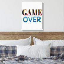 Farbige 'Game Over'-Textkunst auf Leinwand gezeigt