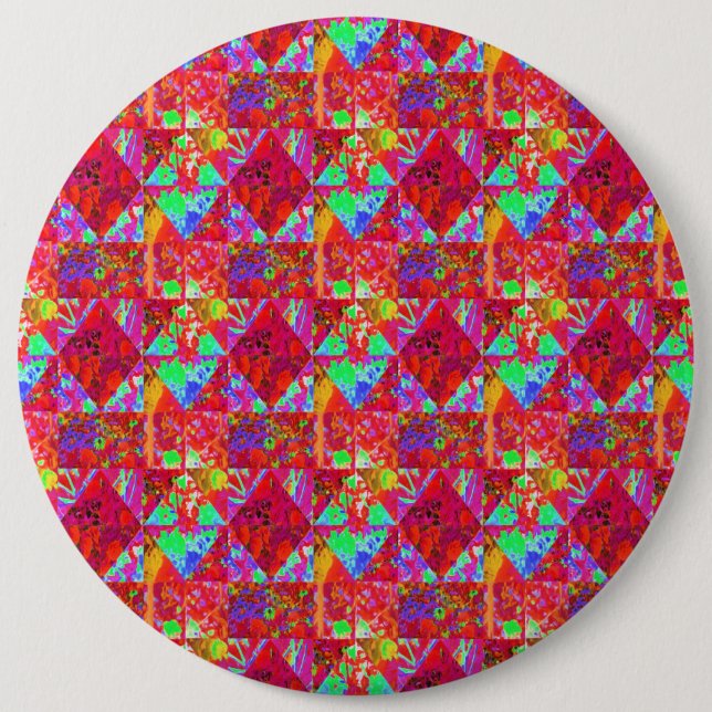 Farbige Garten-Quilt-Malerei mit roter Hortensie Button (Vorderseite)