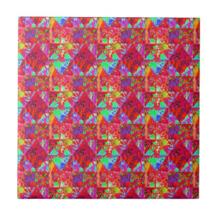 Farbige Garten-Quilt-Malerei mit roter Hortensie Fliese