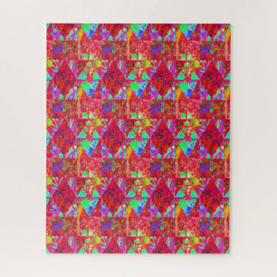 Farbige Garten-Quilt-Malerei mit roter Hortensie Puzzle