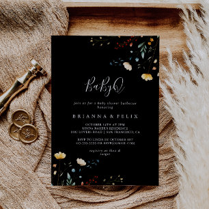 Farbige Garten-Wildblumen-BabyQ-Baby-Shower-Barbec Einladung