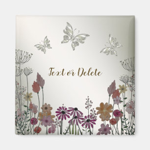Farbige Gartenblumen Schmetterlinge Golden Rustika Magnet