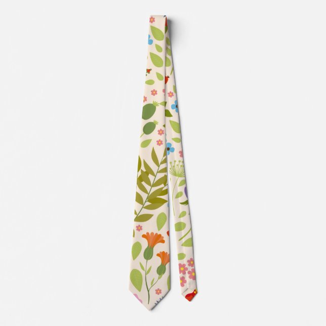 Farbige Gartenblumen Wildblume Frühlingswiese  Krawatte (Vorderseite)