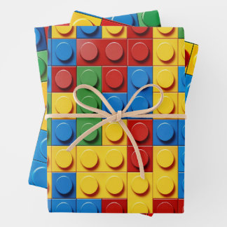 Farbige Gebäude-Blöcke Geschenkpapier Set