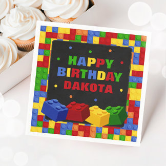 Farbige Gebäude Bricks Geburtstag Boy Paper Napkin Serviette