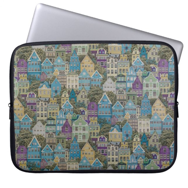 Farbige Gebäude Laptopschutzhülle (Vorderseite)
