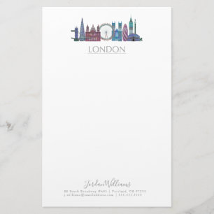 Farbige Gebäude Londons Skyline Briefpapier