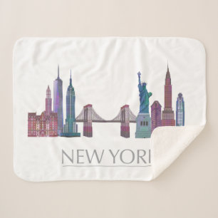 Farbige Gebäude New York Skyline Sherpadecke
