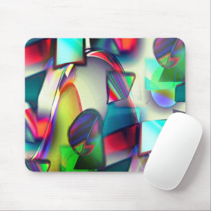 Farbige gebogene Quadrate und Kreise mit metallisc Mousepad