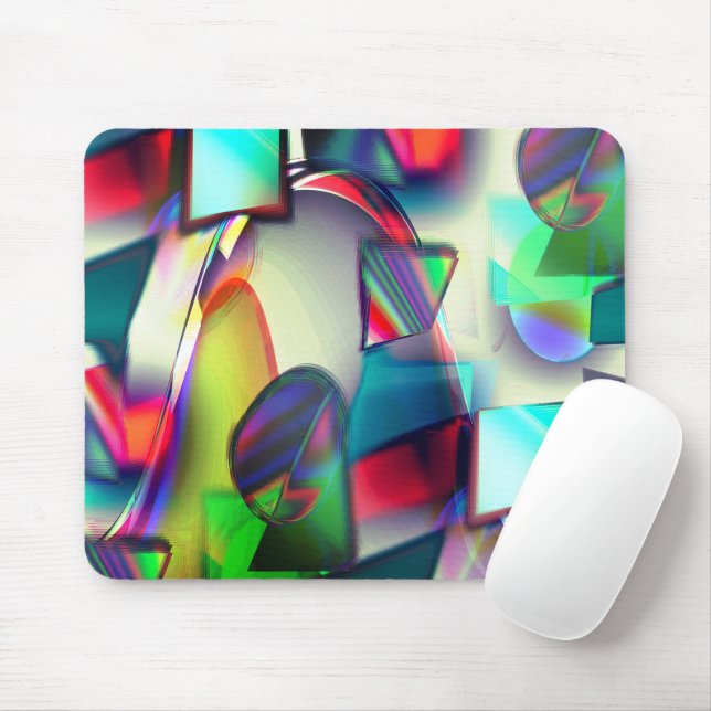 Farbige gebogene Quadrate und Kreise mit metallisc Mousepad (Mit Mouse)