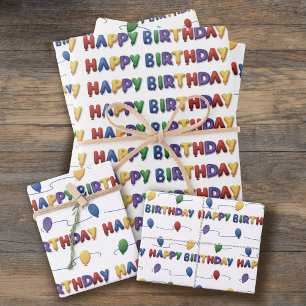 Farbige Geburtstags-Luftballon Geschenkpapierbögen Geschenkpapier Set