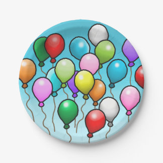 Farbige Geburtstagsballons Pappteller