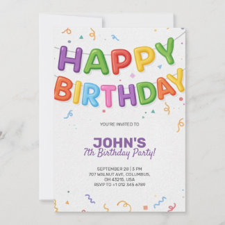 Farbige Geburtstagseinladung im festlichen Thema Einladung