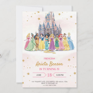 Farbige Geburtstagseinladung im Prinzessinnenthema Einladung