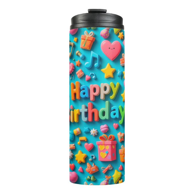 Farbige Geburtstagsfeierelemente Thermosbecher (Vorderseite)