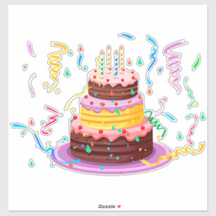 Farbige Geburtstagstorte mit Kerzen Aufkleber